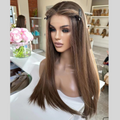 Long straight brown wig